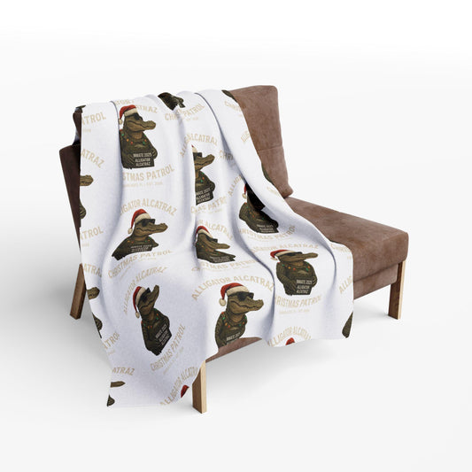 Alligator Alcatraz Christmas Fleece Blanket – Holiday Everglades Gator Throw