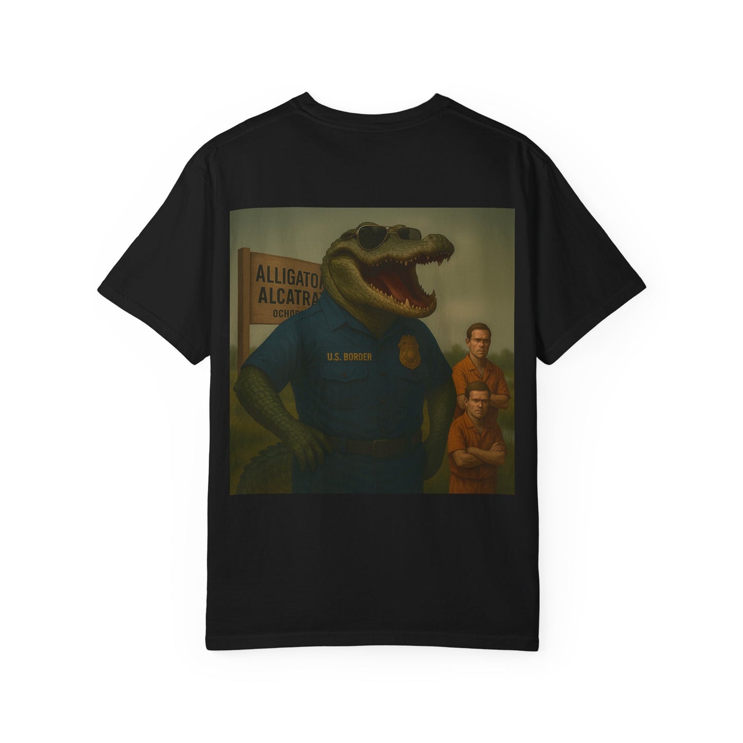 Alligator Alcatraz Est. 2025 T-shirt | Alligator ICE Badge back print