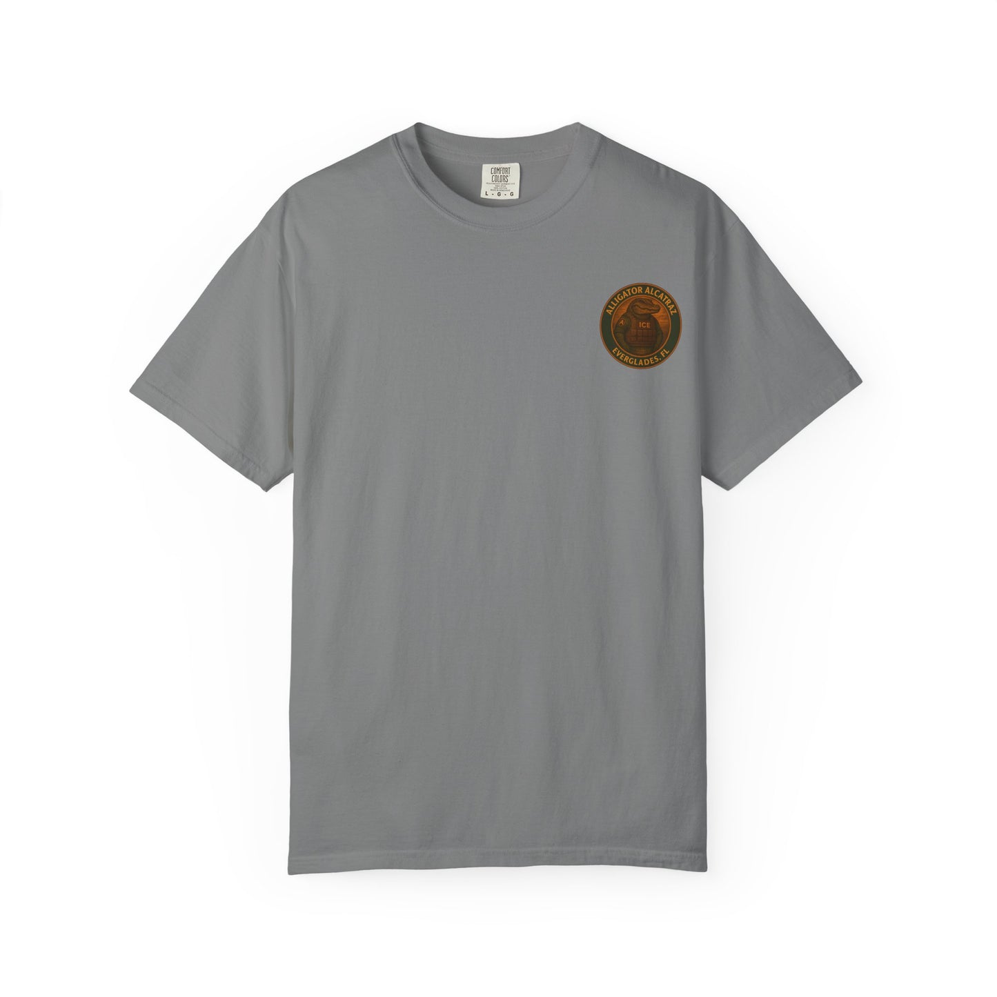 Alligator Alcatraz Est. 2025 T-shirt | Alligator ICE Badge back print