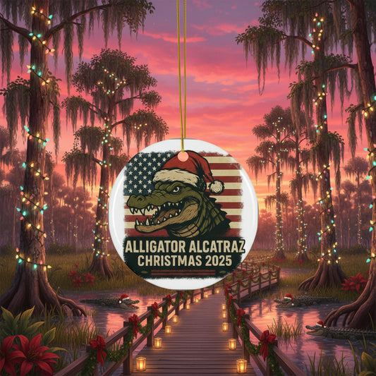 Alligator Alcatraz Christmas Ornament – 2025 Everglades Gator Edition